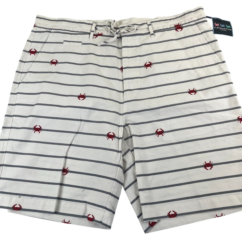 Mens XL Crab Print Bermuda Shorts Drawstring Nautical Preppy Resort Summer